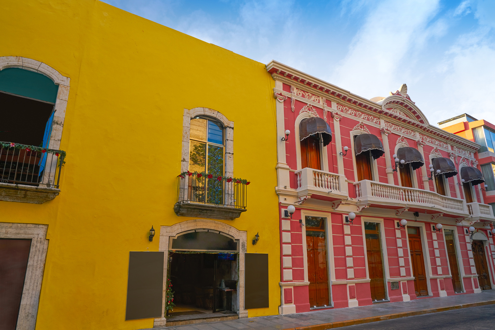 Merida City Colorful Facades Yucatan Mexico